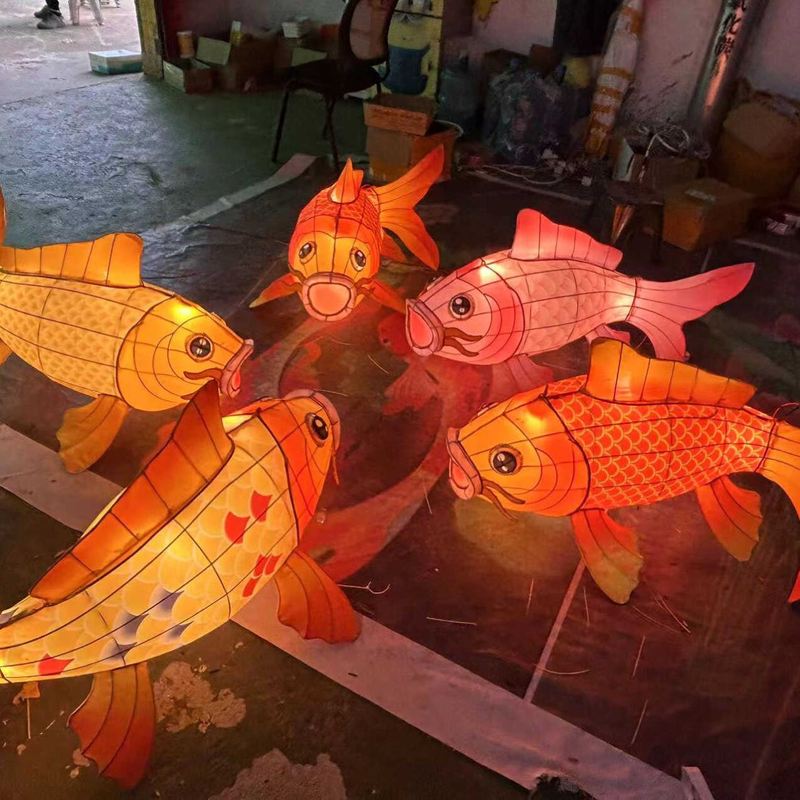 手工锦鲤鱼灯笼餐厅吊灯鱼跃龙门现货颜色多样造型灵动装饰鱼花灯