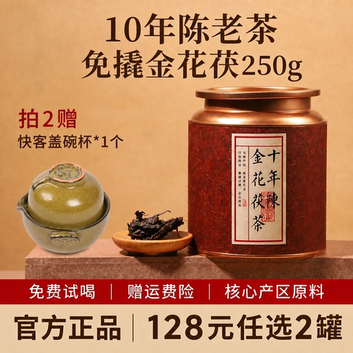 湖南特产正宗安化黑茶金花茯砖