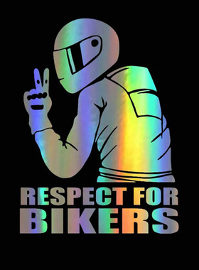 外贸 Respect for Bikers摩托车车贴汽车贴纸镭射雕刻车贴车身贴