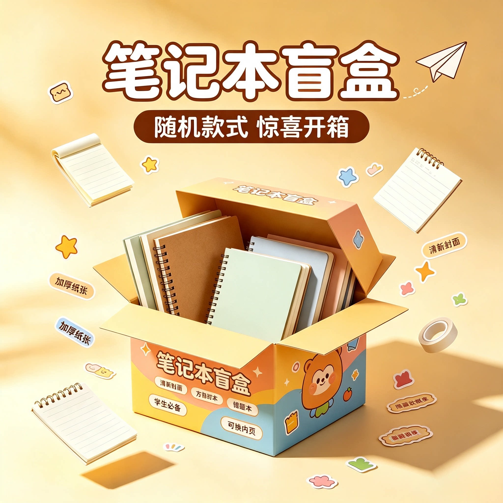 爱德星期六笔记本随机盲盒福袋胶套本车线本英语本惊喜福袋随机发