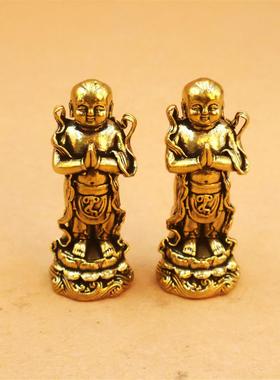 黄铜金童玉女摆件善财子龙