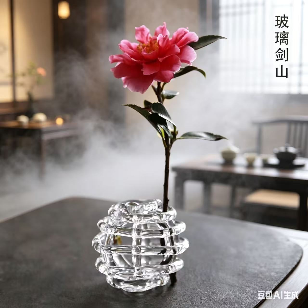 玻璃球剑山插花器日式透明玻璃花器摆件酒店民宿装饰品花艺器皿