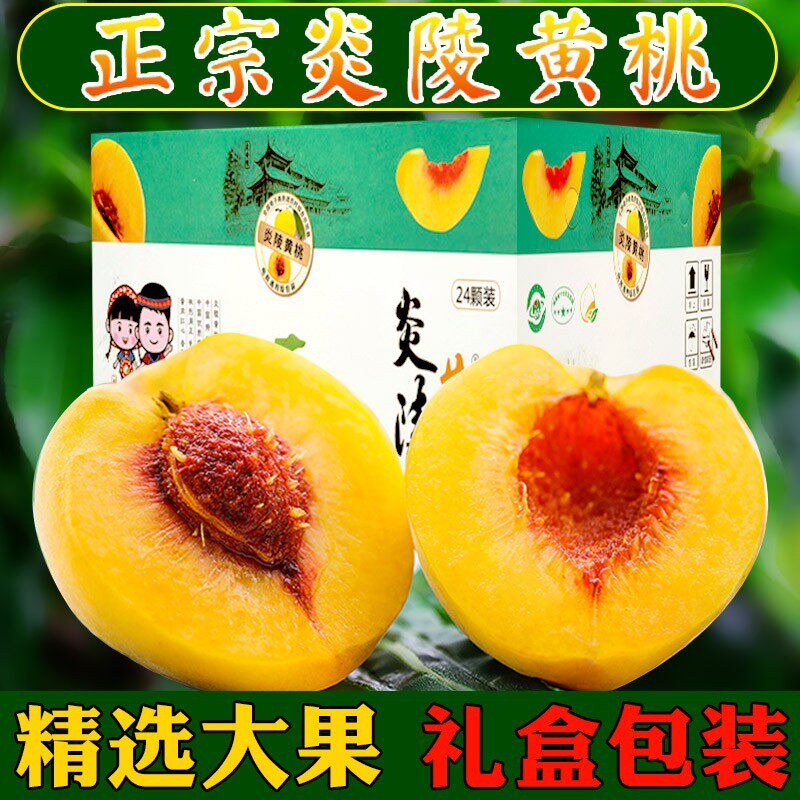 【顺丰】湖南炎陵黄桃旗舰店现摘现发新鲜高山红心脆甜大果礼盒装