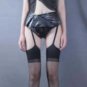 Linyi 女 内裤 辣妹pu皮性感绝美高腰短裤