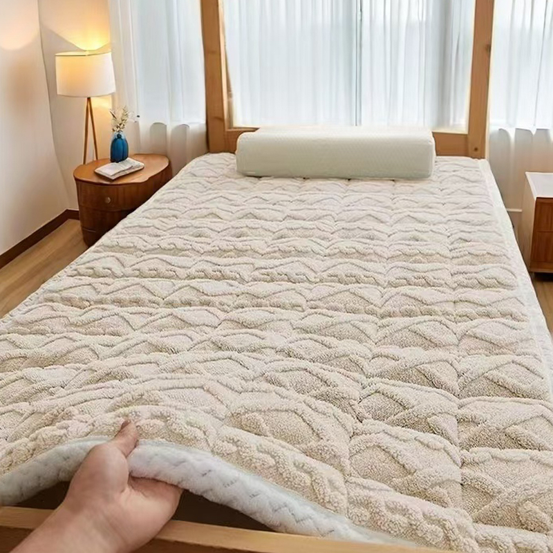 提花牛奶绒床垫褥子软垫家用加厚学生单人铺垫被冬季加绒毛毯床褥