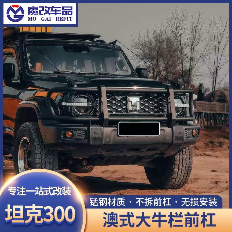 坦克300简易牛栏杠改装前护杠保险杠武装牛栏杠灯架中网防护专用