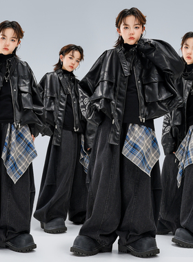 街舞儿童潮服嘻哈hiphop元旦舞蹈表演服男童潮牌套装演出服装时髦