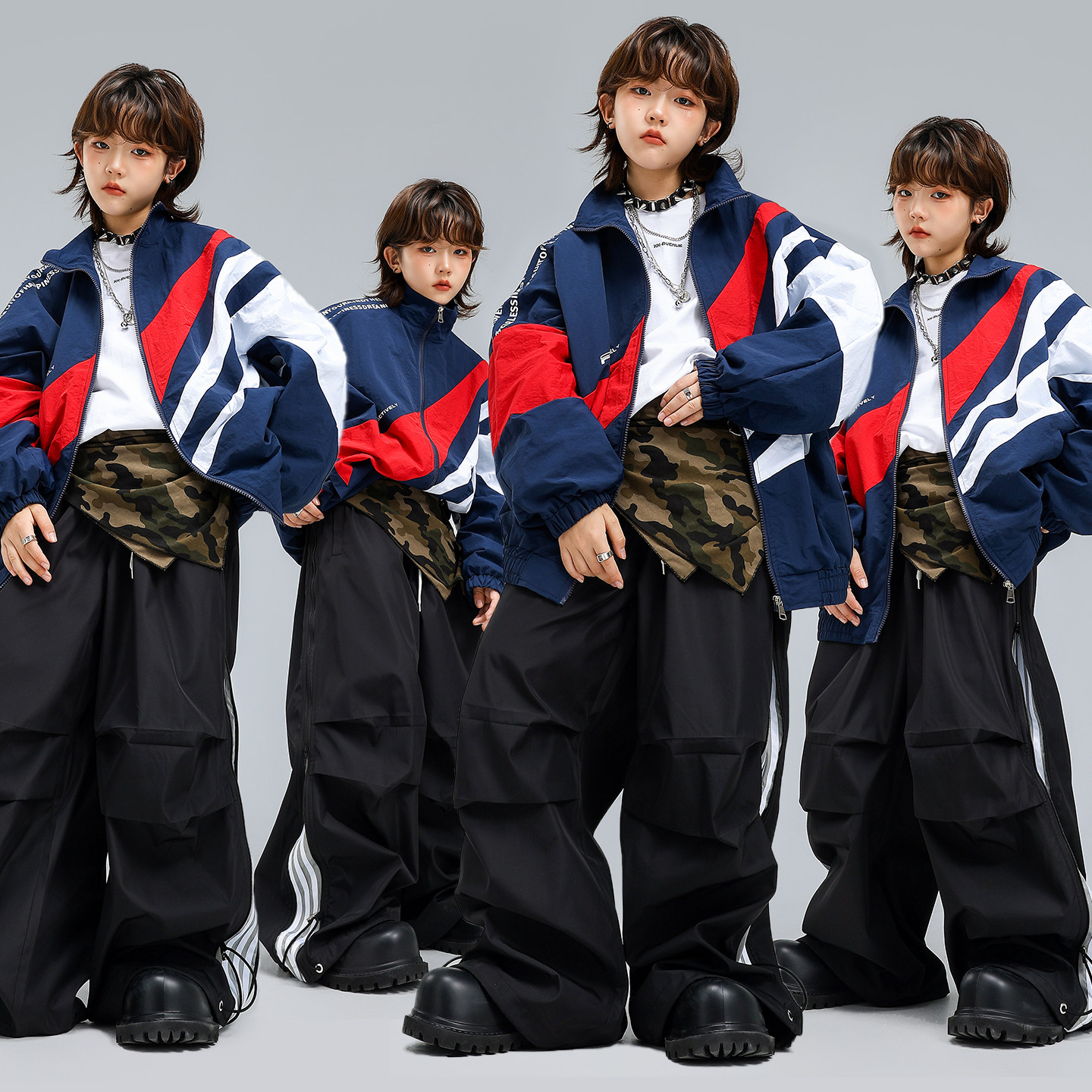 男女童嘻哈街舞长袖夹克运动长裤