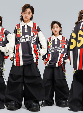 街舞儿童潮服男童嘻哈潮牌宽松卫衣套装少儿hiphop架子鼓表演出服