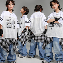 嘻哈儿童街舞潮服套装男童美式短袖少儿hiphop潮牌街舞表演出服夏