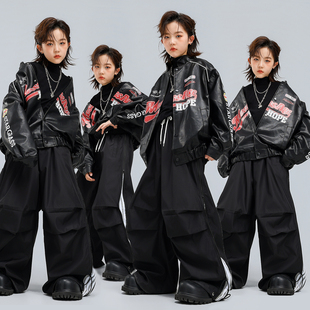 街舞儿童潮服男女童机车皮衣嘻哈酷帅架子鼓少儿hiphop街舞演出服
