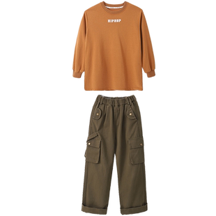 街舞儿童潮服酷帅气潮牌童装工装马甲裤子套装男女童hiphop演出服