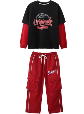 狮园男女童嘻哈假两件卫衣