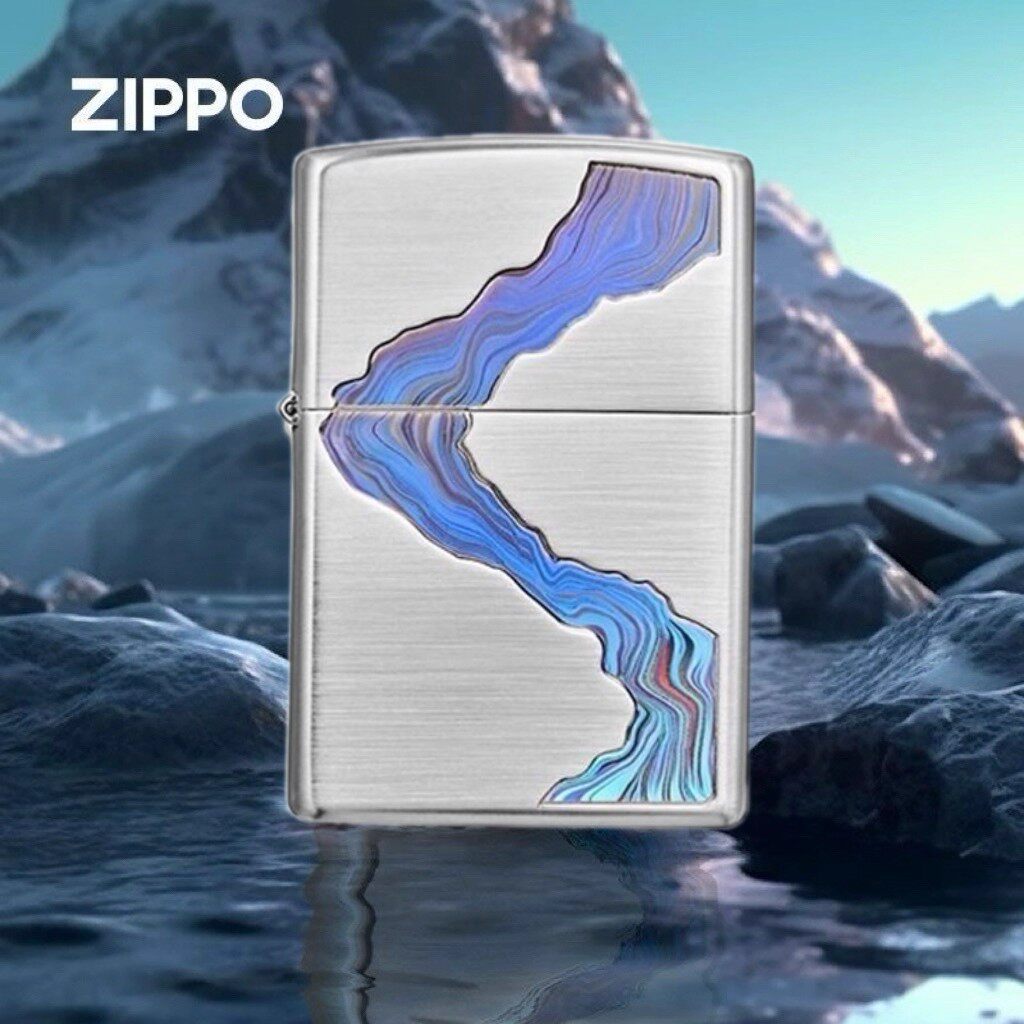 zippo打火机生日礼物 川流不息外壳官方正品防风煤油高颜值送男友