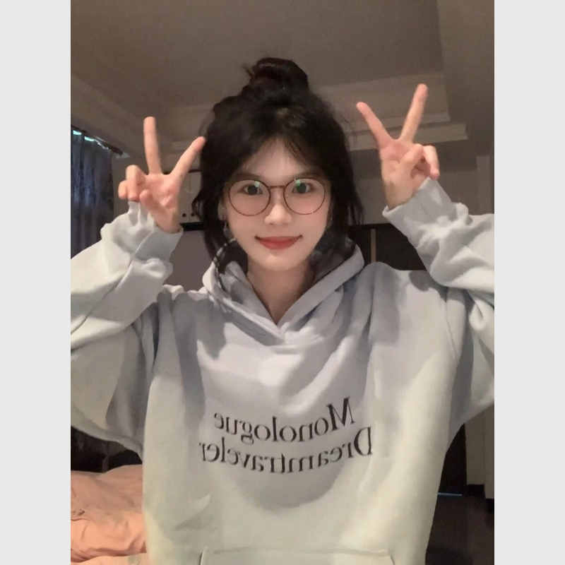 美式潮酷创意简约字母印花卫衣女