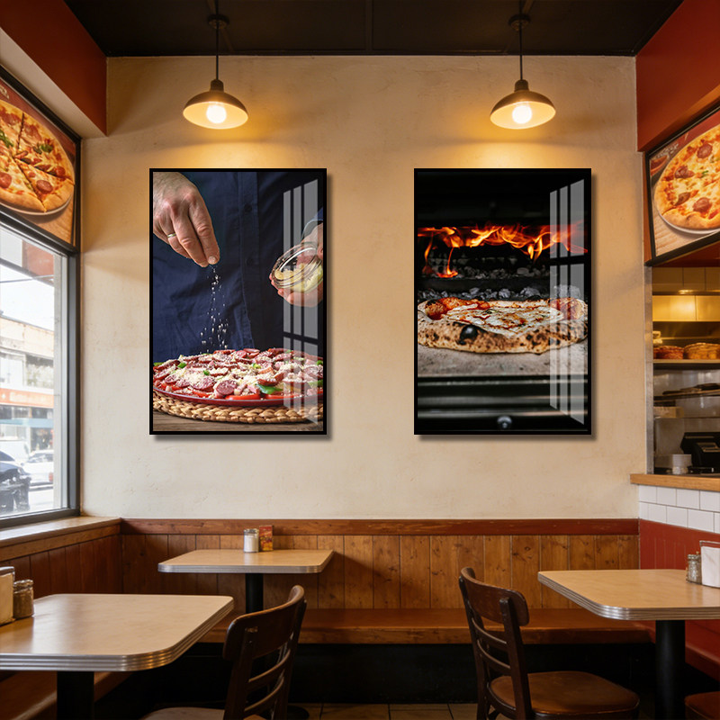 披萨店装饰画西餐厅炸鸡店挂画面包店烘焙店小吃店pizza美食壁画