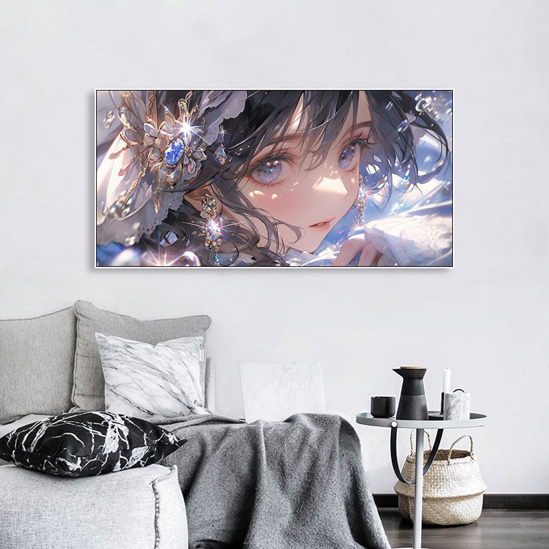 少女眼眸装饰画电竞房二次元卡通治愈眼睛挂画卧室床头儿童房壁画
