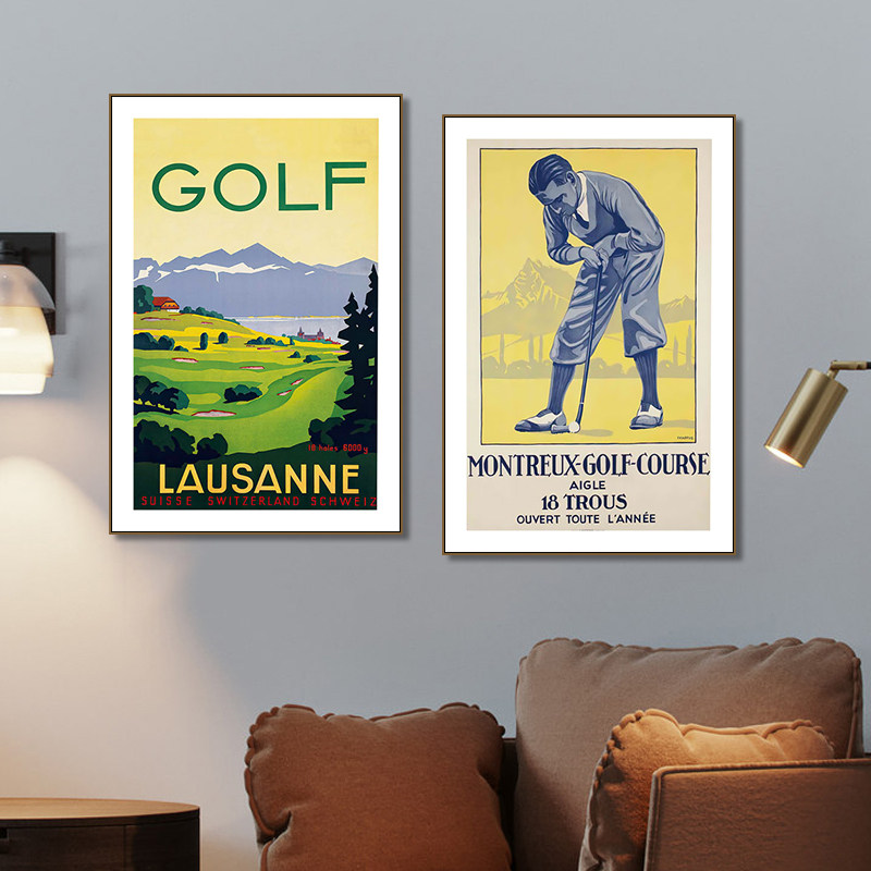 高尔夫球装饰画golf俱乐部办公室背景墙抽象挂画户外运动壁画