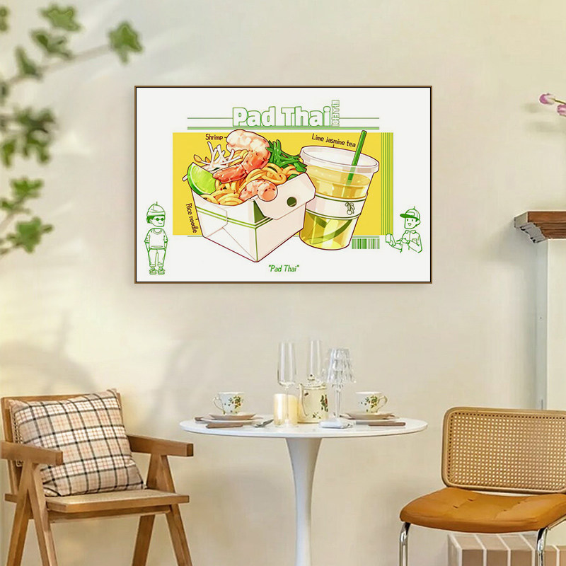 韩国美食卡通装饰画韩式料理店餐厅挂画烤肉店炸鸡年糕壁画