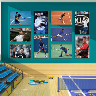 网球馆墙面装饰费德勒挂画体育彩票店背景墙装饰画郑欣文海报壁画