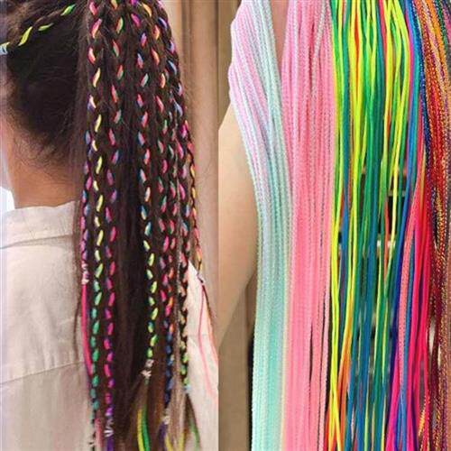 爵士舞头饰辫子儿童彩色编发辫女童束发绳嘻哈hiphop街舞彩带脏辫