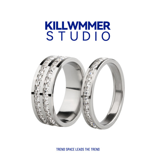 满钻钛钢不掉色戒指男女潮流百搭