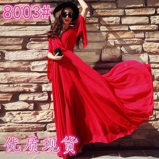 elegant dress long skirt beach red long super chiffon slim