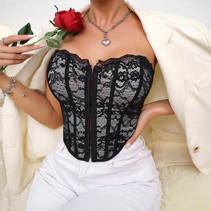 Fashion front button lace sexy temptation fishbone slim