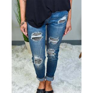 jeans contrast Womens ripped trousers color womens
