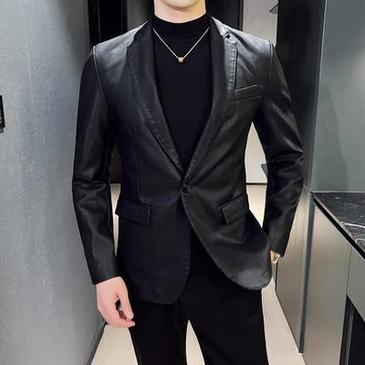 Coat Mens Casual Business Fit Slim Jacket Washed Men Suit