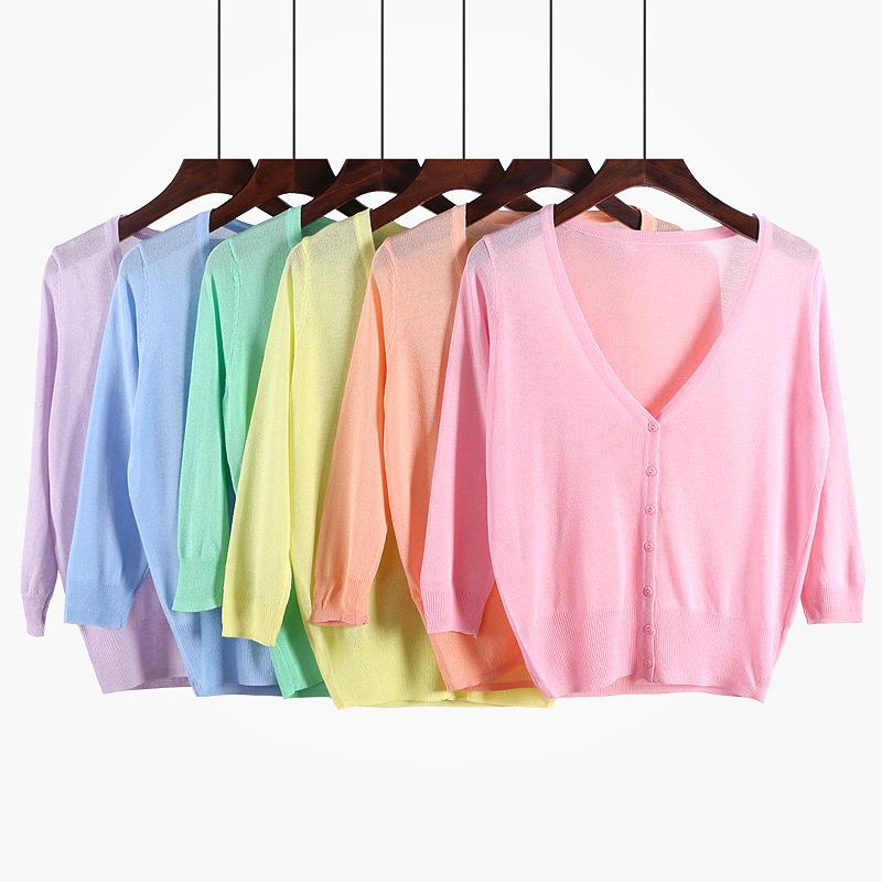 Ice silk knitted cardigan for women summer thin sun