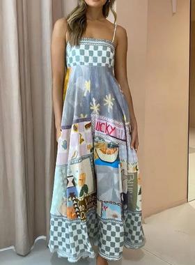 reddachic graffiti women long dress summer printing