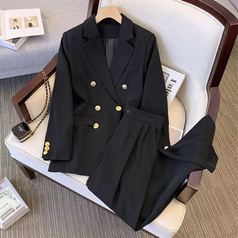 new in two-piece sets woman black jacket wide leg spring