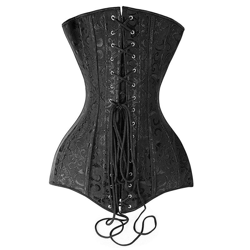 steel boned corset bustier overbust corselet korset black