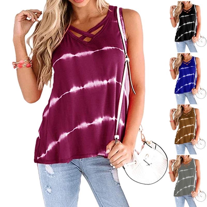 Women's Digital Diagonal Chest Strap Vest T-shirt