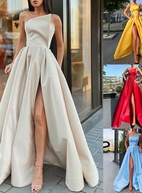 sexy waist off casual solid dress long summer dress