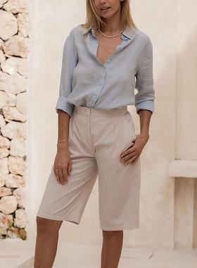 shirt regular commuting top cardigan fit slim linen and