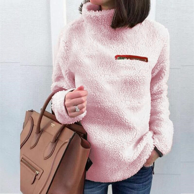 Sweater Womens Fashion Zipper Turtle Neck Bottoming-封面