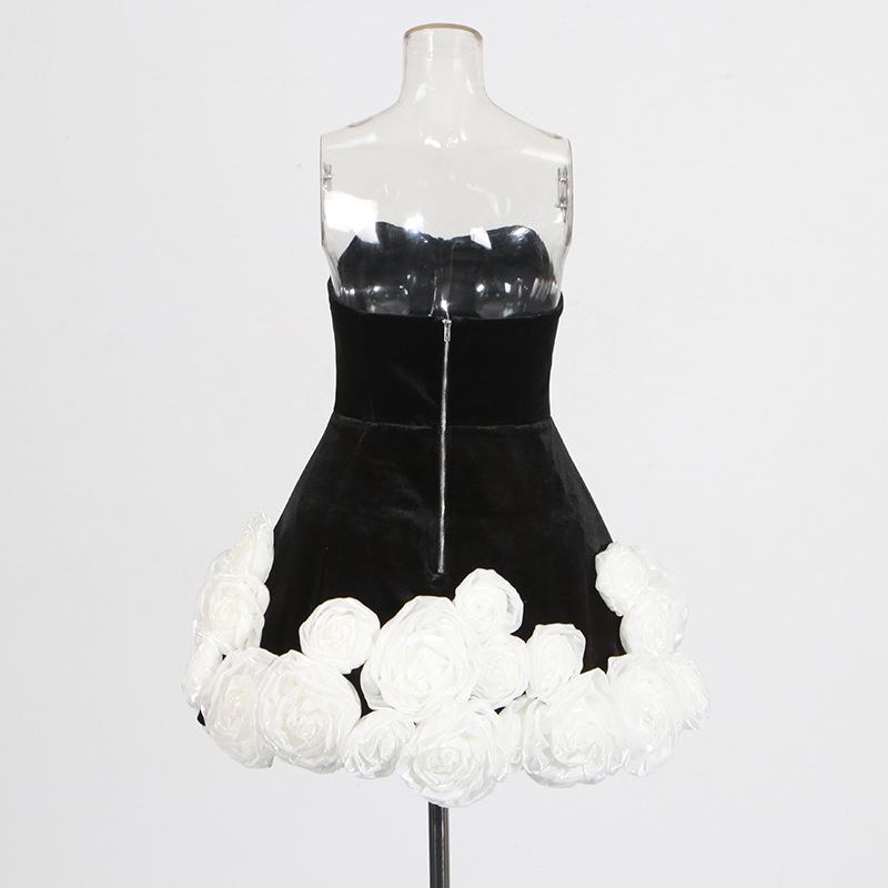 dress flower three-dimensional top tube elegant dress style