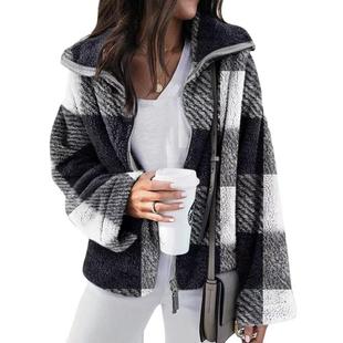 plaid coat faced clothing women plush size Double plus