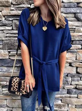 pieces pants sets for womens outfits solid neck sashes