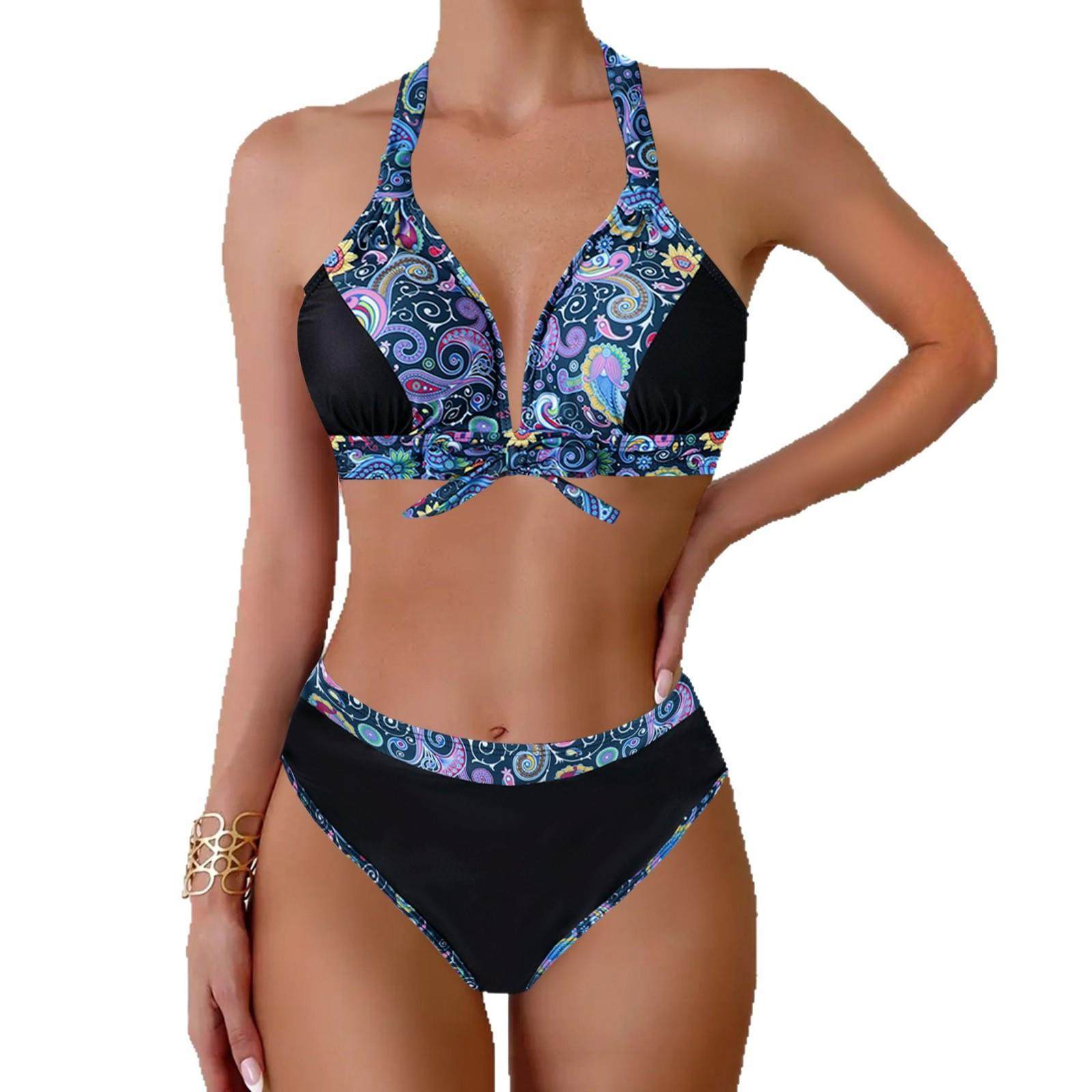 Large size bikini two-piece boxer swimsuit women's swimwear