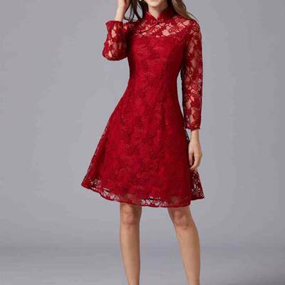 Cheongsam outfit versatile lace dress for young people