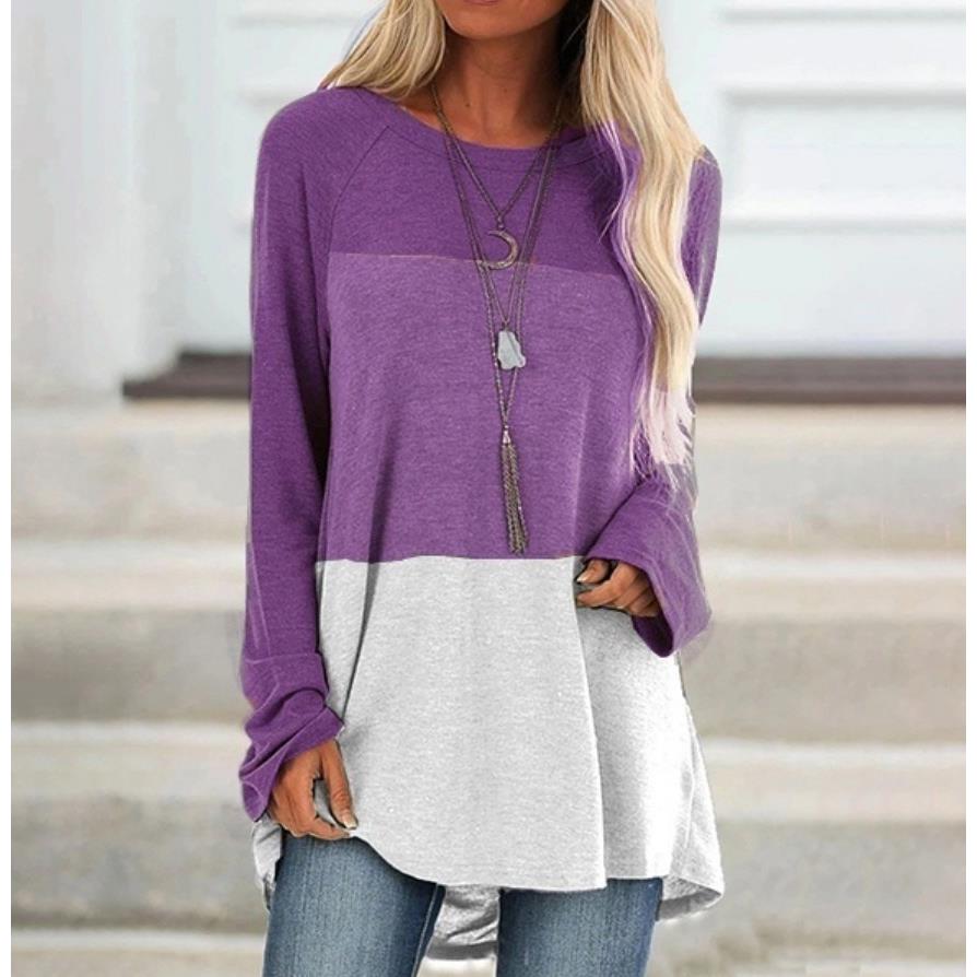 Six sizes splicing long-sleeved size T-shirt eight womens