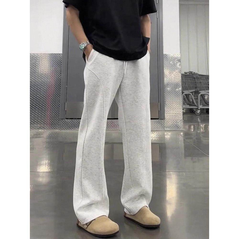 美式斜切裤休闲裤男款秋冬季新款宽松休闲垂感微喇裤子休闲运动弯