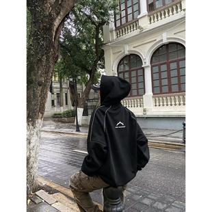 ATKFY美式复古字母印花连帽卫衣男女秋季新品潮牌宽松情侣外套ins