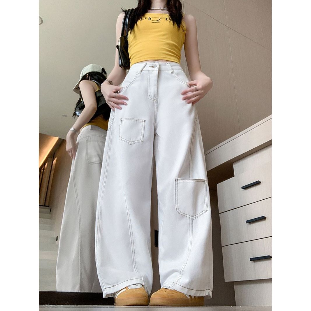 美式复古cleanfit解构弯刀牛仔裤女baggy高级感宽松休闲阔腿裤子