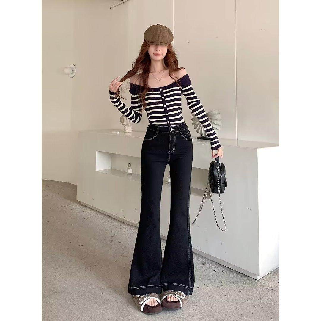 美式高街辣妹低腰微喇叭牛仔裤女早秋新款修身显瘦百搭垂感马蹄裤,女装/女士精品,牛仔裤,淘宝优惠券,粉丝福利购,淘宝优惠卷