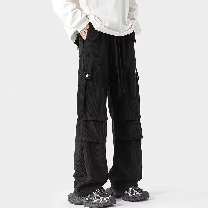 2025年秋冬季美式复古裤子直筒潮牌口袋休闲裤宽松潮流长裤灯芯绒