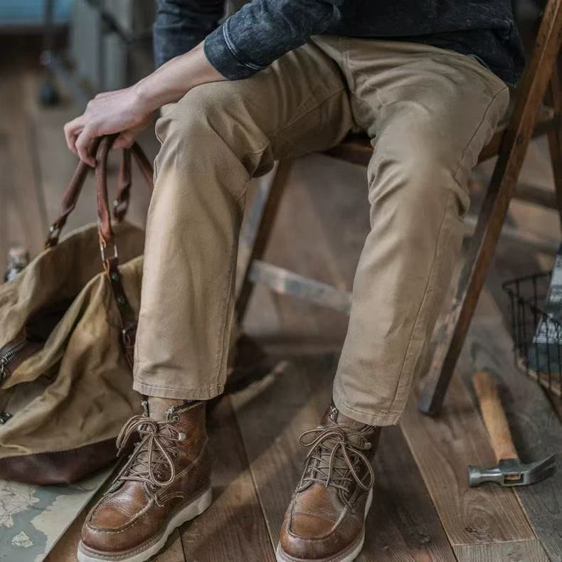 美式复古宽松工装裤2025年秋季新款直筒裤纯色休闲裤男裤日系长裤